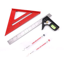 Rafter Square og 12 tommer Combo Square Set Carpentry Squares Combination Square med boble h?tteglas tr?bearbejdning firkantet aluminium rafter f
