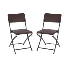 Garden Sanctuary Set of 2 Plastic Rattan Folding Garden Chairs - Brown