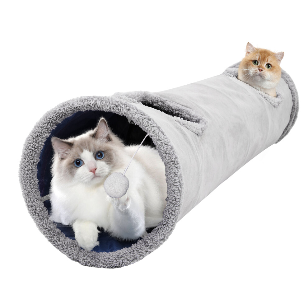 (Round Hole) Cat Tunnel Pet Toys Play With Ball And Hole Gray