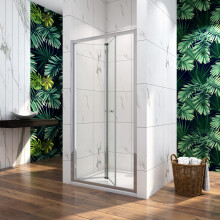 (900mm) Walk-in Bi-Fold Shower Enclosure with Safety Glass