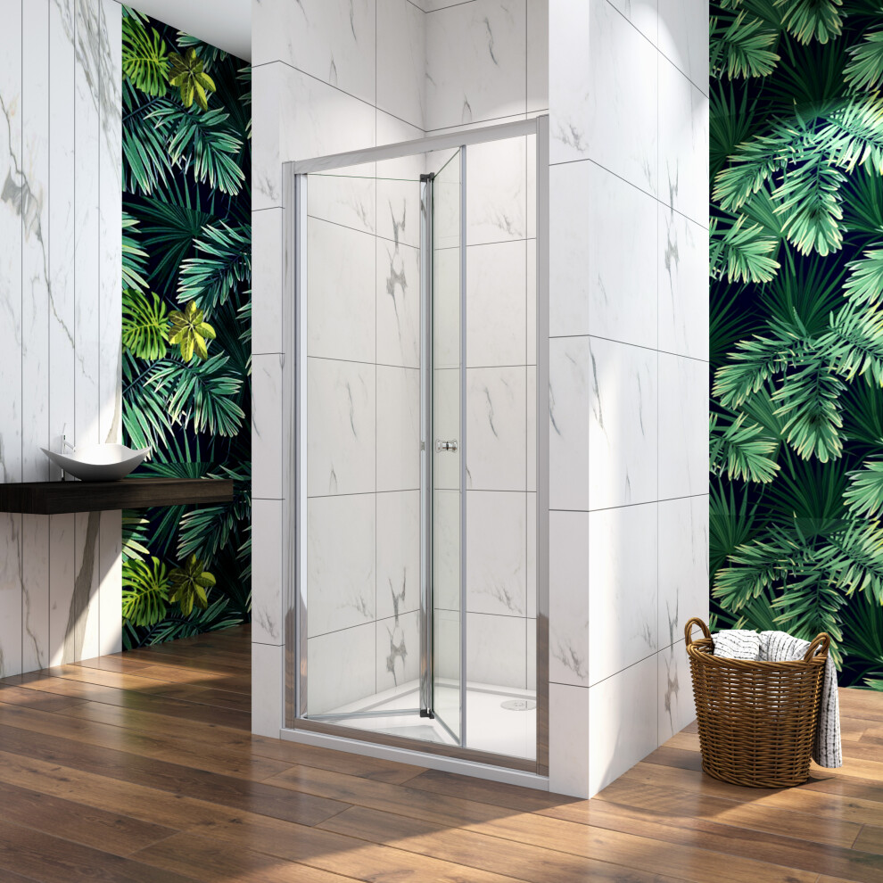 (1000mm) Walk-in Bi-Fold Shower Enclosure with Safety Glass