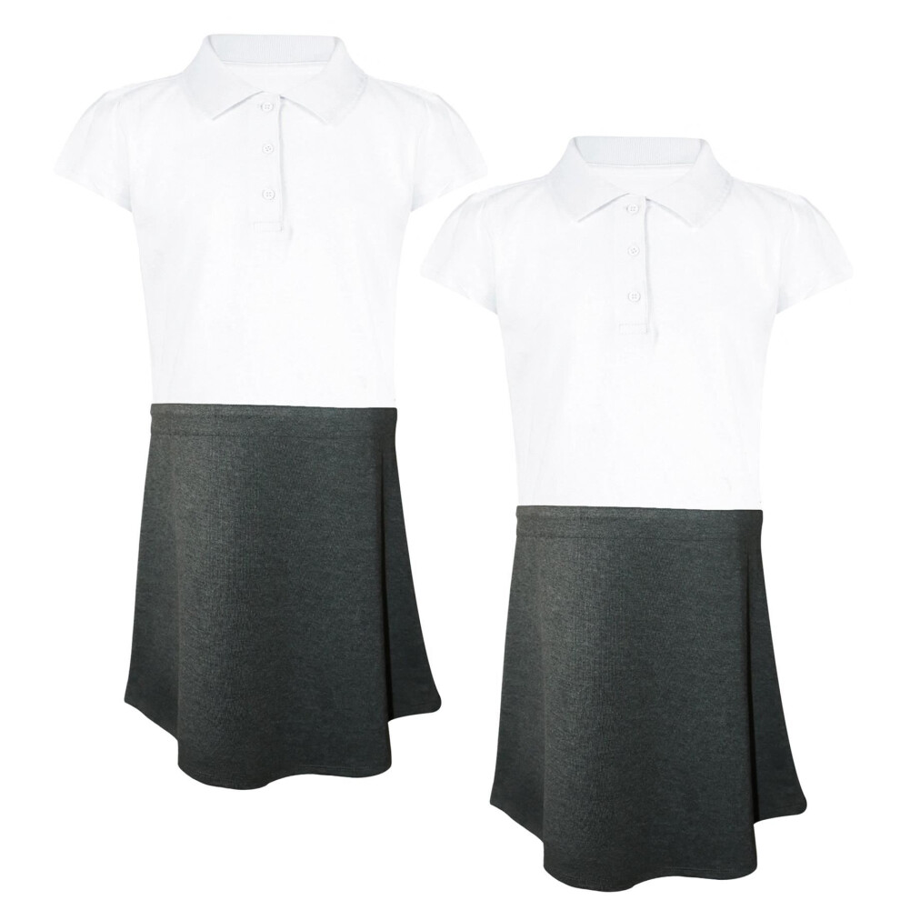 (8-9 Years, Grey) Girls 2 Pack Comfortable School Uniform Dress-image-OPC-PG9Q2K7-NEW