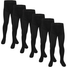(7-8 Years, 6 Pack Black) Kids Girls Fleece Lined Thermal Tights Pack 3 Or 6