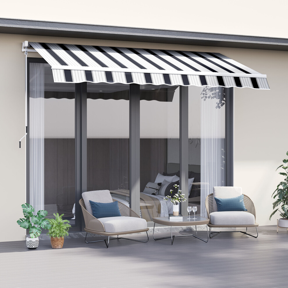 Outsunny Garden Sun Shade Canopy Retractable Awning, 2.5 X 2M, And Blue/White