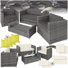 (Grey) Rattan Garden Sofa Set | 4 seats 1 table Outdoor Lounge Furniture Wicker Patio