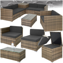 (nature) Garden Furniture Rattan Table and Chairs Sofa Set Outdoor Corner Patio Cushions