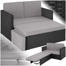 (black/grey) Sofa Corner Garden Furniture Rattan Set Outdoor Patio Sun Lounger Chairs