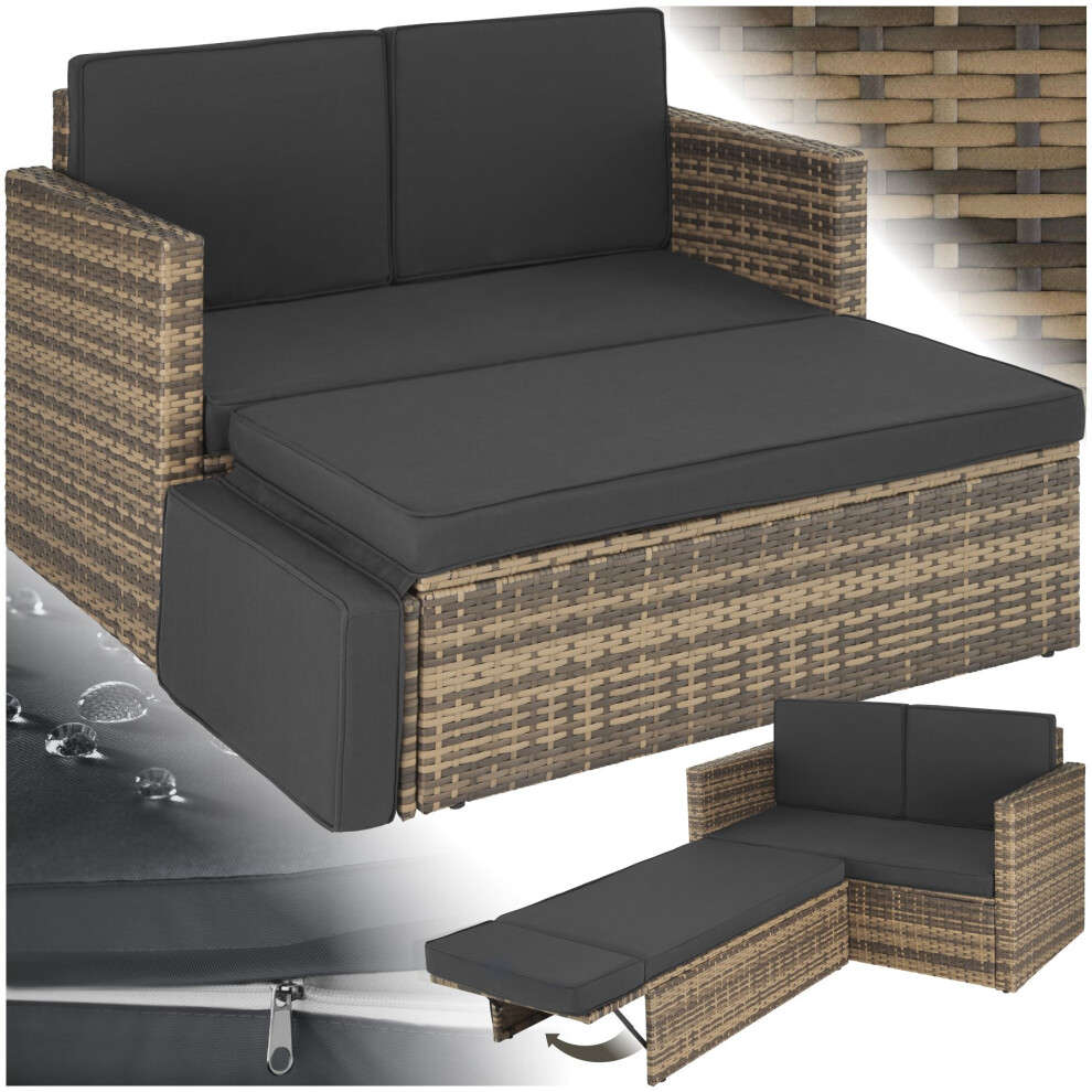 (nature) Sofa Corner Garden Furniture Rattan Set Outdoor Patio Sun Lounger Chairs