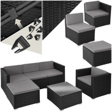(black) Rattan Garden Furniture Table and Chairs Bistro Armchair Set Sofa Outdoor Corner