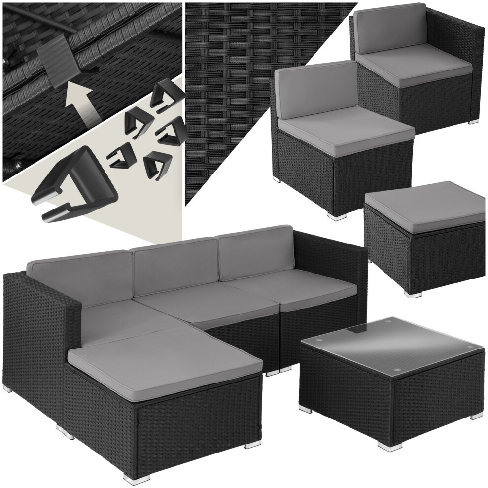 (black) Rattan Garden Furniture Corner Sofa Lounge Set 3 Seater Stool Coffee Table-image-OPC-PG9Q8YG-NEW