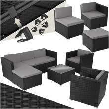 (black) Rattan Garden Furniture Table and Chairs Bistro Set Sofa Outdoor Corner Dining