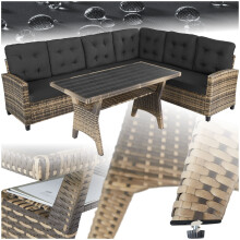 (nature) Corner Sofa Garden Furniture Table and Chairs Rattan Set Outdoor 6 Seater Wicker