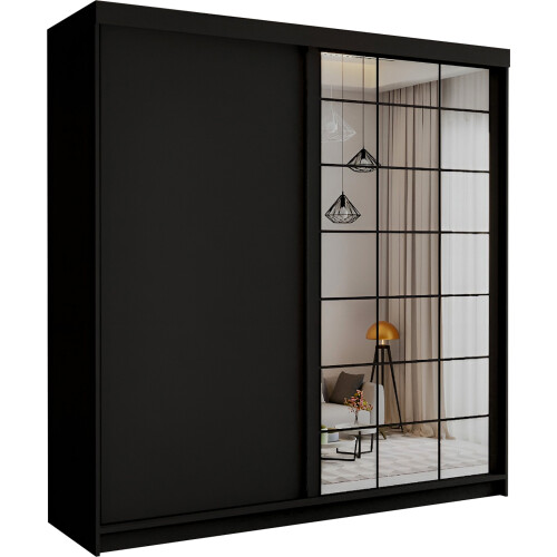 (Black, 200cm) Modern Estonia Full Mirror Wardrobe 1