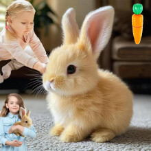(brown) Bunny - Easter My Realistic Bunny Toy, Interactive Bunny Realistic Bunny - Jumping, Twitching & Wagging Ears,