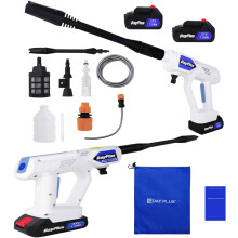 2 Battery 1.5Ah & Charger,21V Lightweight 120W Electric Power Car High Pressure Washer Jet Water Wash Cleaner Gun with 5M Hose & Snow Foam Lance