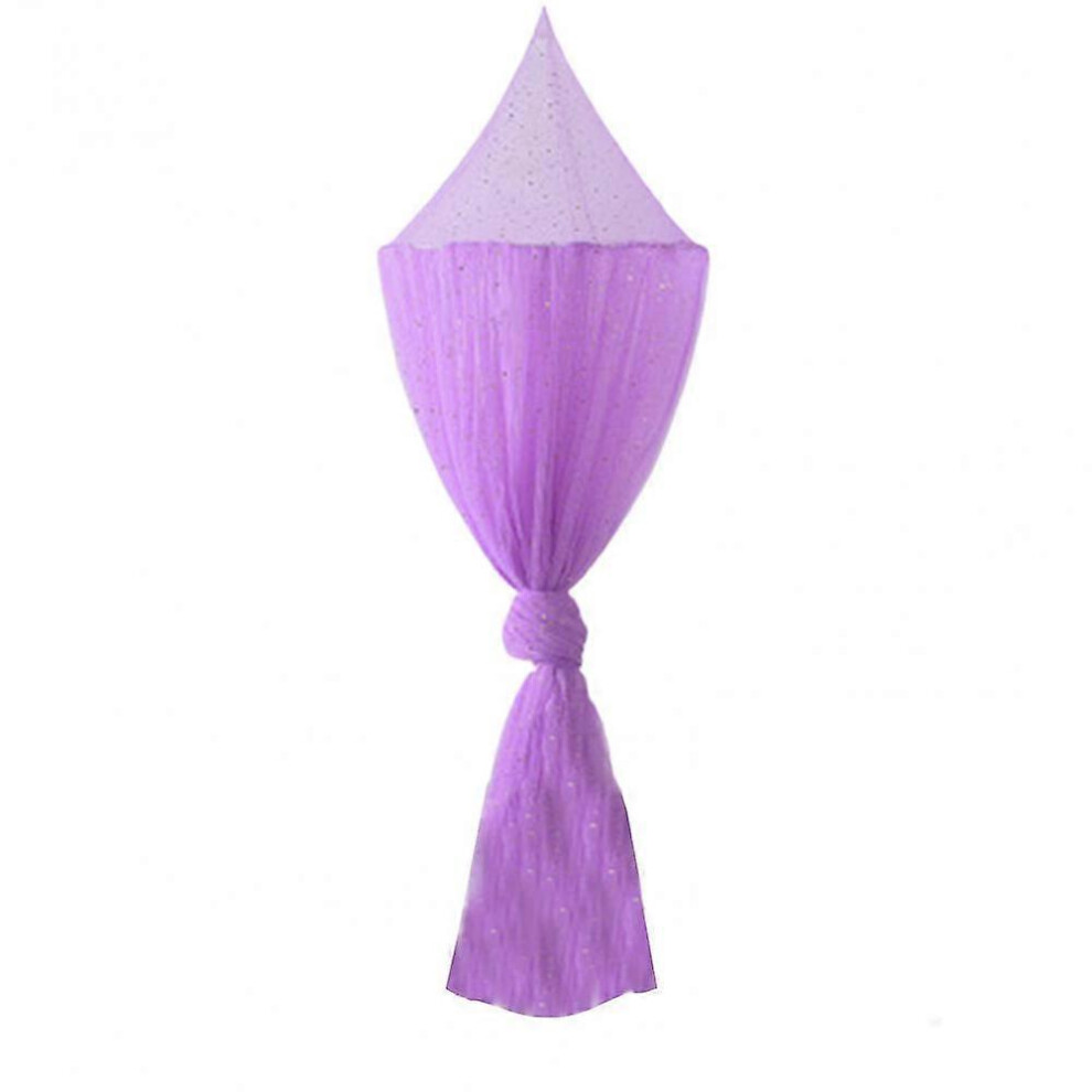 (Dreamy One Size) Mosquito Net Soft Star Sequin Net Yarn Cute Canopy Crib Curtain For Baby Room Bwd Purple