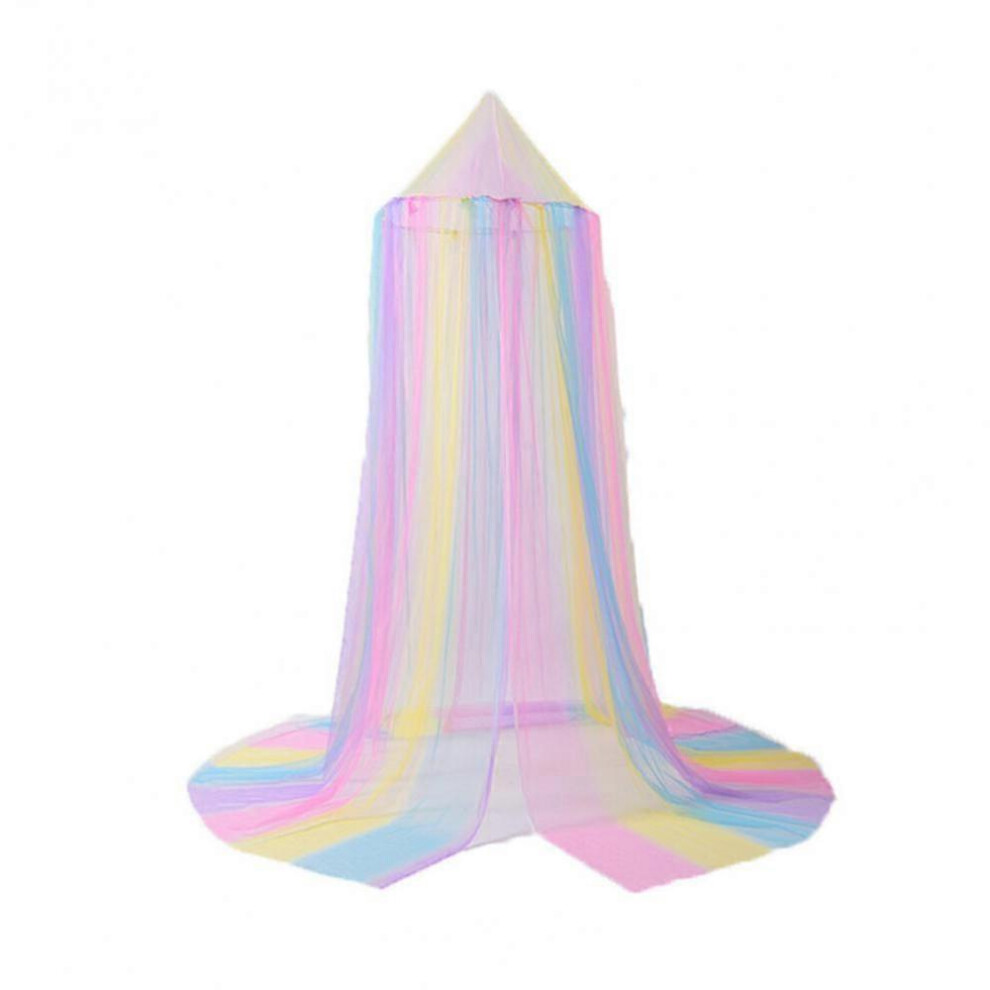 (Rainbow Color, One size) Mosquito Net Soft Star Sequin Net Yarn Cute Canopy Crib Curtain For Baby Room BWD