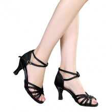 (40, Black) Womens Professional Latin Dance Shoes With Comfortable Pu Leather Sandals For Chacha Rumba Practicing CEZ