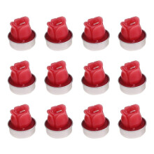 (As show, One size) 12 Pcs Smokeless Aromatherapy Craft Candle Simulation Small Size Plant Rose Candle Party Decoration Red