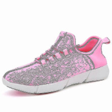 (33, Pink) Led Shoes Fiber Optic Light Up Sneakers Rechargeable Luminous Sneakers LWH