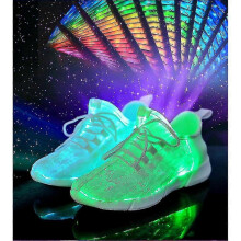 (46, White) Led Shoes Fiber Optic Light Up Sneakers Rechargeable Luminous Sneakers LWH