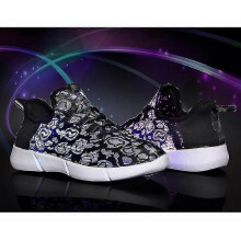 (45, Black) Led Shoes Fiber Optic Light Up Sneakers Rechargeable Luminous Sneakers LWH