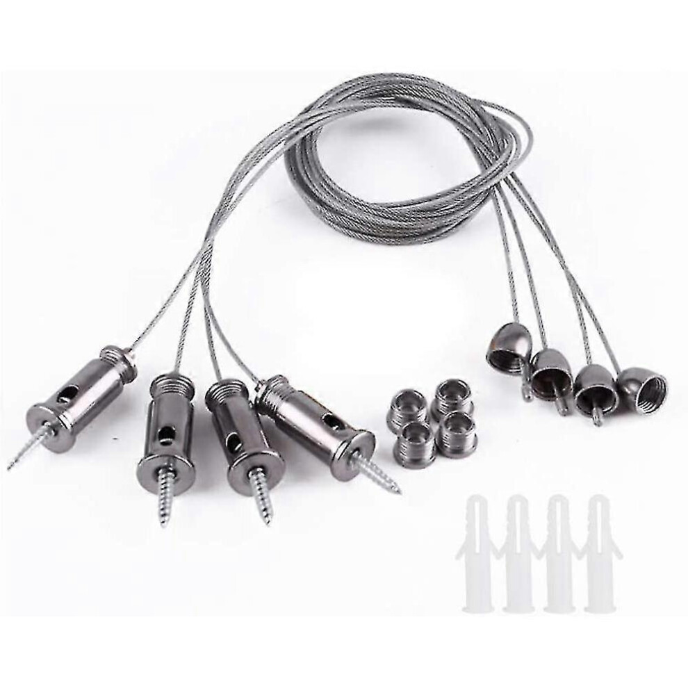 (As Show, One Size) 10Pcs Stainless Steel Wire Rope Hook, Stainless Steel Rope Hanging Wire Kit Ryw 5091524062938
