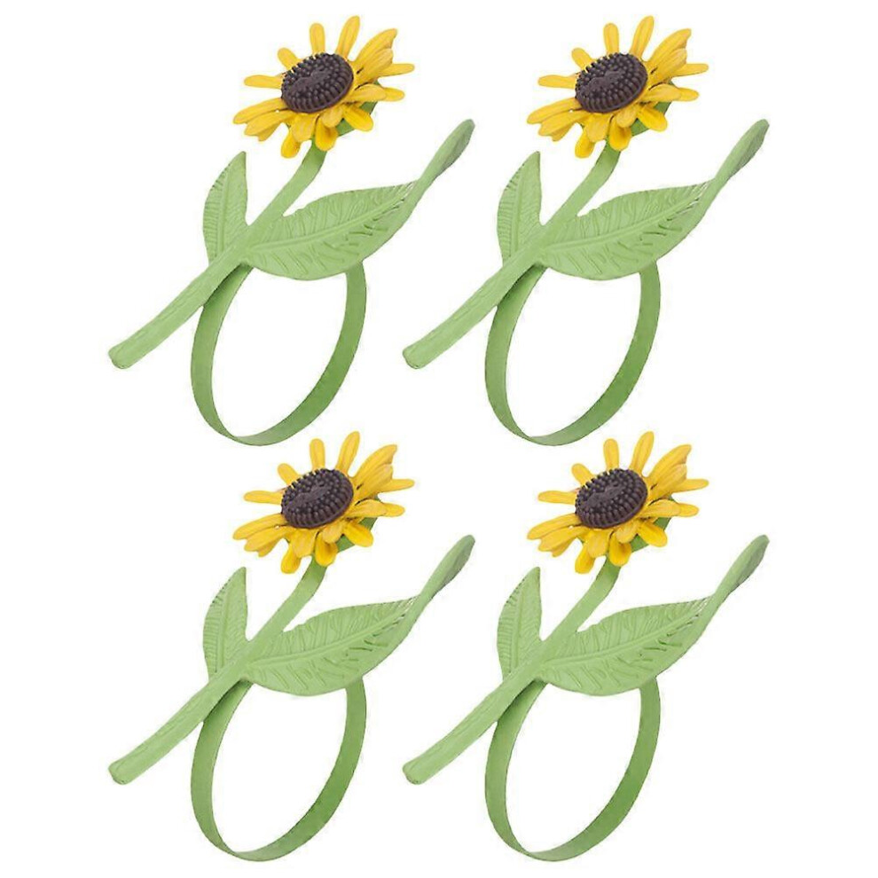 Kricely (As Show, One Size) 4Pcs Valentine's Day Napkin Buckles Sunflower Napkin Rings Alloy Napkin Holder For Dinning Table