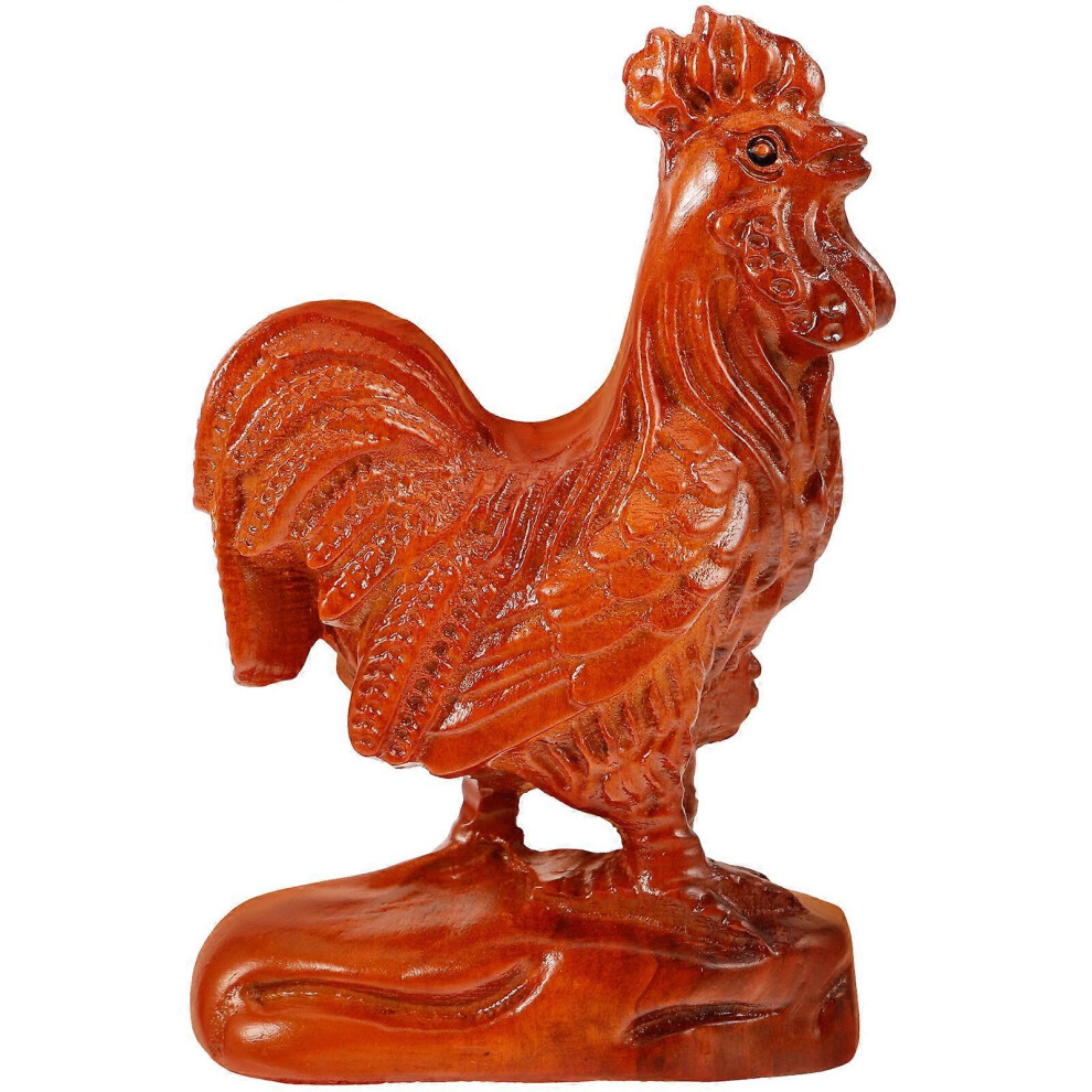 Kricely (As Show, One Size) Wooden Rooster Statue Wooden Rooster Figurine Desktop Animal Statue For Living Room
