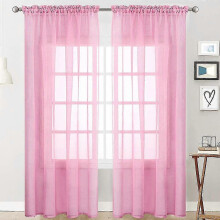 (Pink, One size) Voile Curtains With Ruffles In Linen Optics Transparent PXB