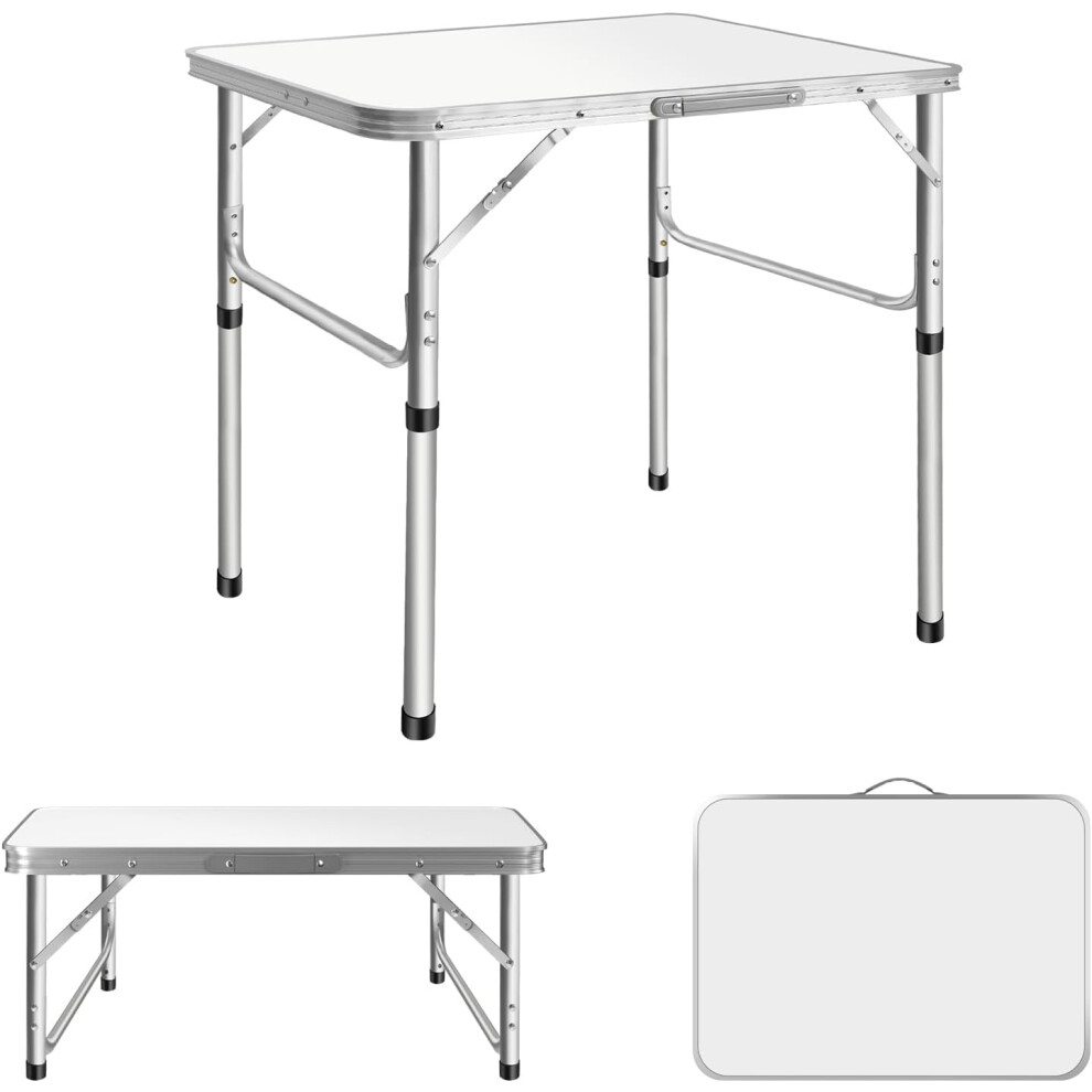 Folding Table with Adjustable Height, Table Indoor Garden Lightweight Foldable Table for Camping Picnic Party Wedding Car Boot Stall, 75x55x33/70cm