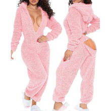(m, pink) Onesie Pajamas Long Warm Brushed Bodysuit CMB