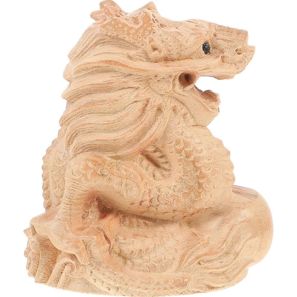 Kricely (As Show, One Size) Wooden Chinese Dragon Figurine Sculpture Zodiac Dragon Statue Rustic Ornament
