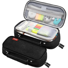 (As show, One size) Large Pencil Case Pencil Pouch Aesthetic School Supplies Cute Pencil Bag for Office College Teen Girls Adults (Black)