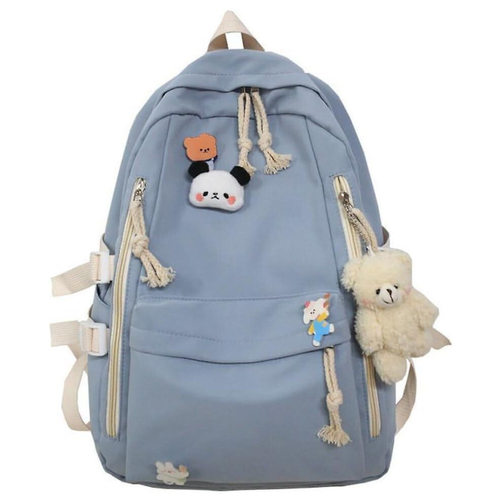 Konhill (As Show, One Size) Aesthetic Backpack Preppy Backpack For School Preppy School Supplies Kawaii Backpack Cute Backpack With Accessories (Blue) Blue