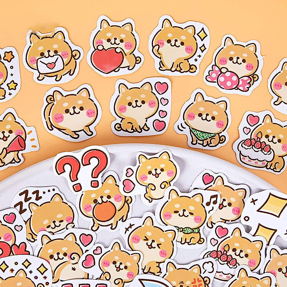 Konhill (As Show, One Size) 45Pcs Cute Pet Shiba Inu Puppy Box Diy Decorative Sticky Dog Stickers For Laptop Planner Diary Notebook Photo Album Phone Case