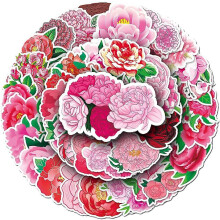 (As show, One size) Aesthetic Peony Vinyl Stickers Waterproof Decorative Stickers For Waterbottles Notebook Laptop Cup Car Scrapbook,trendy Flowers Decals Pack(50pcs)