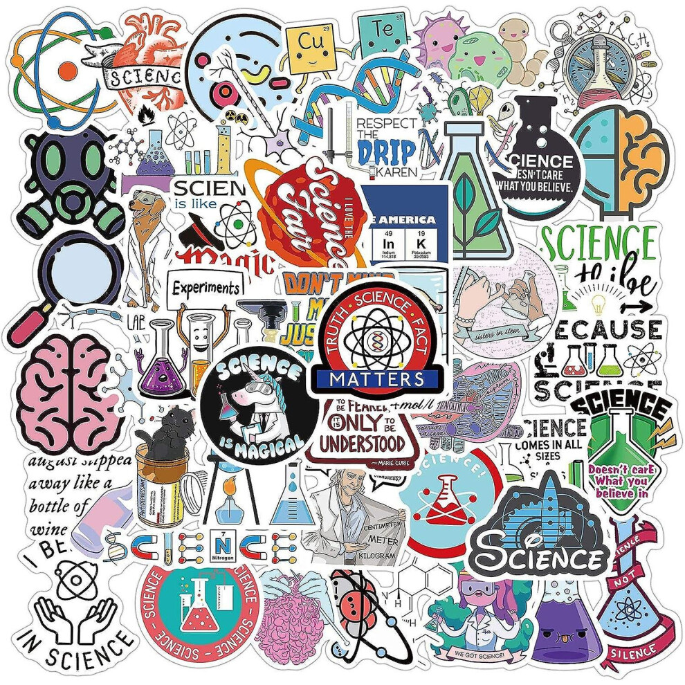 Konhill (As Show, One Size) 50Pcs Science Laboratory Stickers ,Physics Chemistry Biology Stickers, For Car Bumper Helmet Luggage Laptop Water Bottle, Waterpr