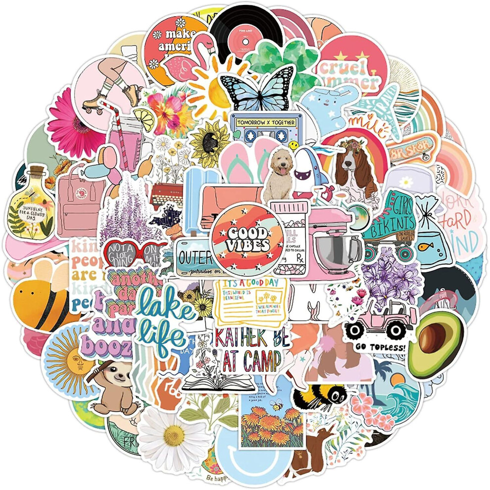 Konhill (As Show, One Size) Stickers For Water Bottles,100Pcs Vsco Vinyl Waterproof Stickers Cute Aesthetic Stickers, Laptop Water Bottles Skateboard Phone St