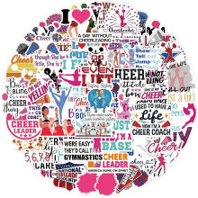 (As show, One size) Colorful Ins Style Cheer Stickers 50 Pack Perfect Gifts For Cheerleaders Waterproof Decals For Scrapbooking Laptop Phone Case Water Bottle Home Decor