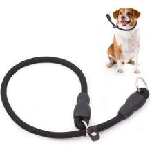 (As show, One size) Dog Collar Slip Collar For Dogs Training Choke Collar For Dog Training Collar Round Nylon Rope Collar P-collar No Pull Dog Chain(s 0.8cmx40cm, Black)