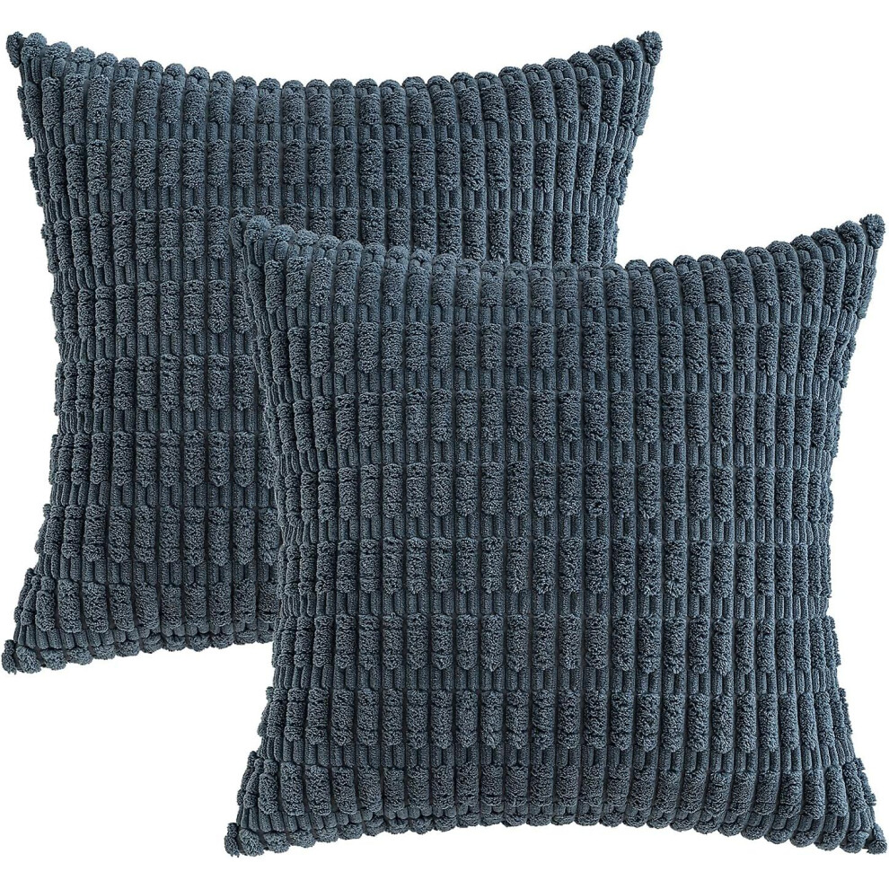 Konhill (As Show, One Size) Pack Of 2 Corduroy Decorative Throw Pillow Covers 20X20 Inch Soft Boho Striped Pillow Covers Modern Farmhouse Home Decor For Chris