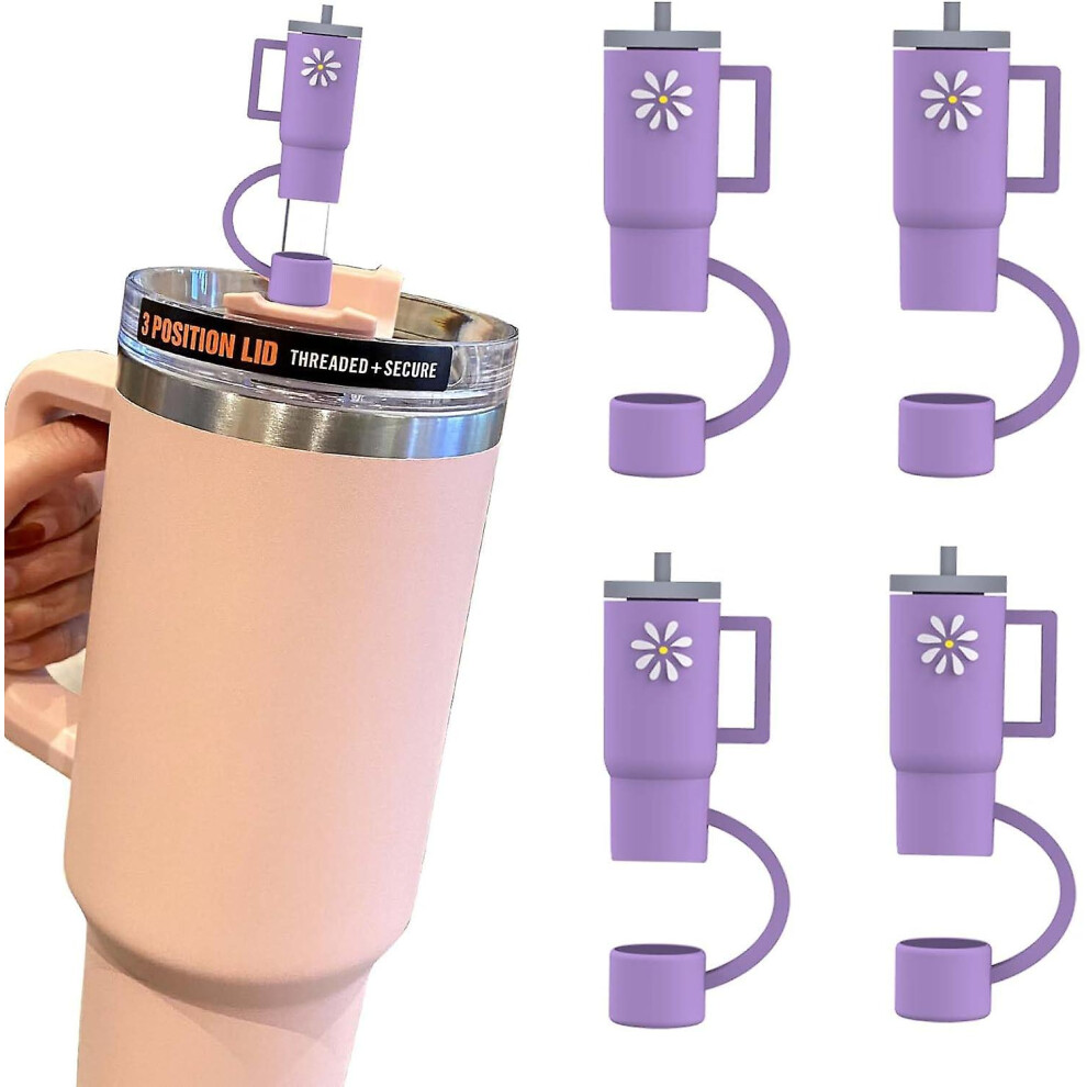 (As show, One size) 4pcs Straw Cover Cap For Stanley Cup, Silicone Straw Topper Compatible With Stanley 30&40 Oz Tumbler With Handle