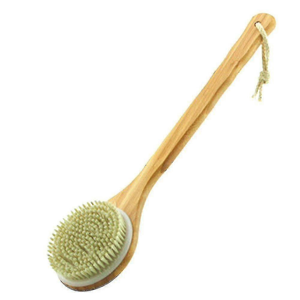 Shower Brush with Natural Bristle  Long Bamboo   Bath Body