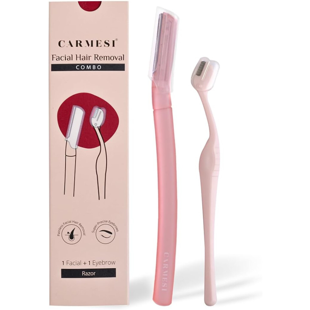 Carmesi Women's Face Hair Removal Combo | Pack of Face & Eyebrow Razor | Painless Hair Removal | Eyebrows, Upper Lip, Peach Fuzz, Sideburn, Forehead