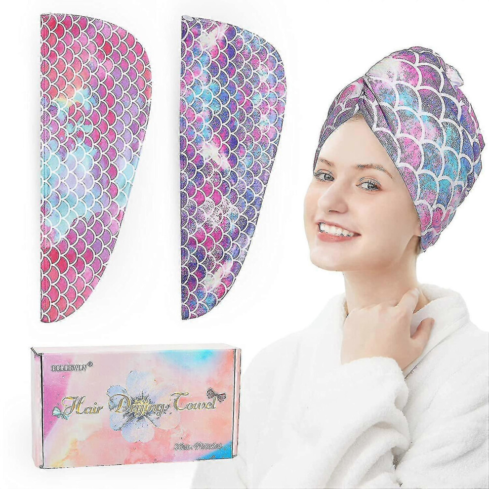 Serviette de bain en microfibre 2 Pack Turban de séchage de cheveux