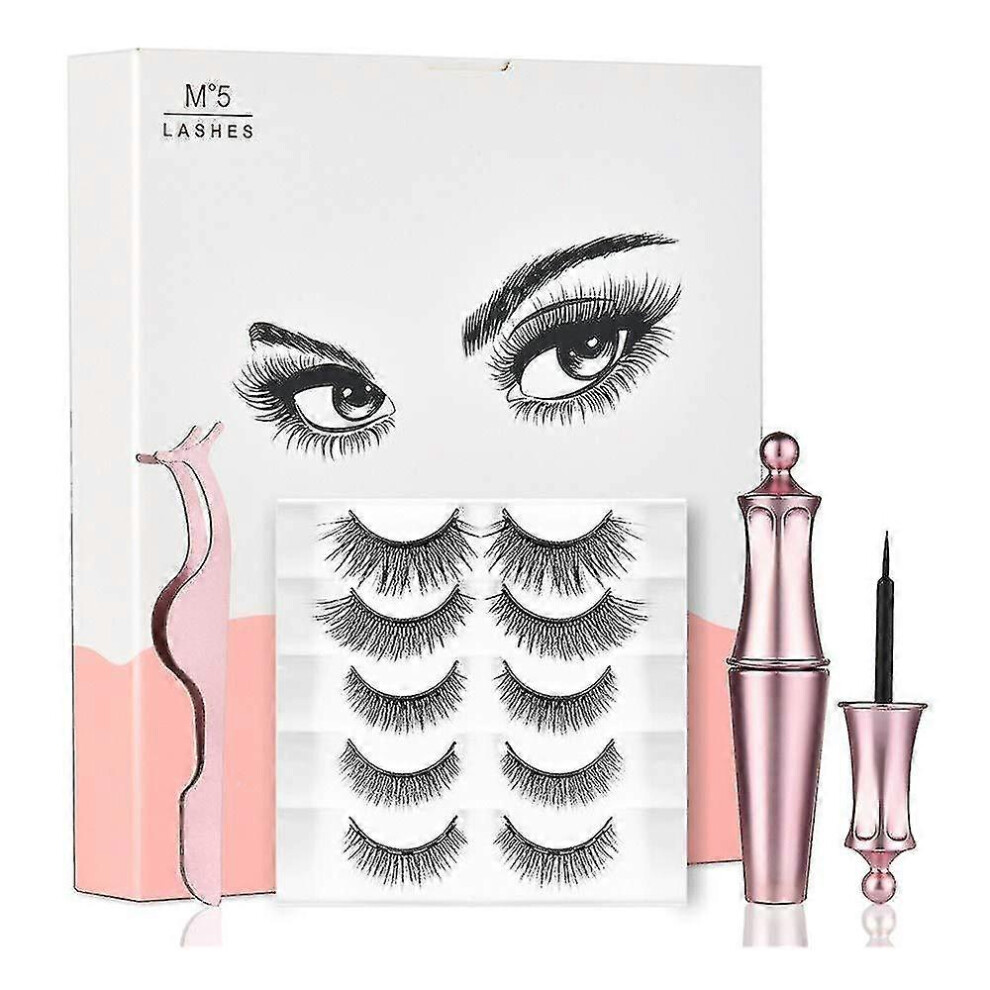 5 Pairs Magnetic Eyelashes with Magnetic Eyeliner And Eyelash Kit