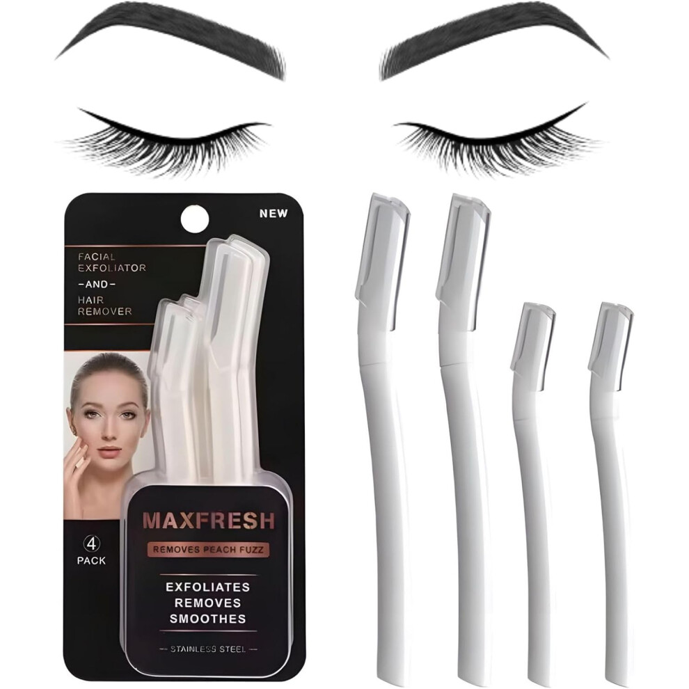 Peach Maxfresh Face Razor For Women Facial & Upper Lips Hair Removal, Exfoliating Eyebrow Shaper & Dermaplaning Tool Fuzz, Chin, Upper Lips, Eyebrows