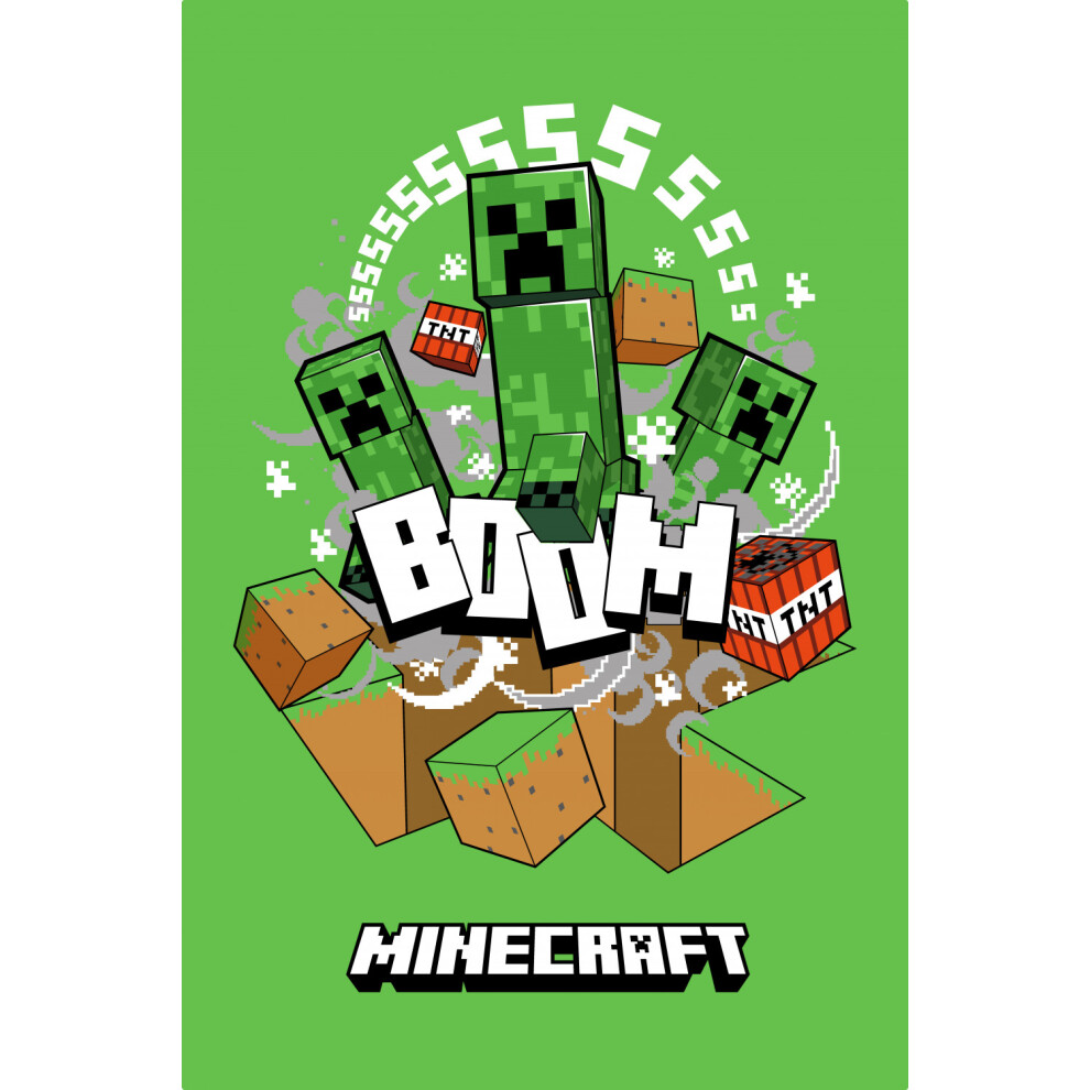 Minecraft Polar Fleece Blanket 100 X 150 Cm - Large Throw Green