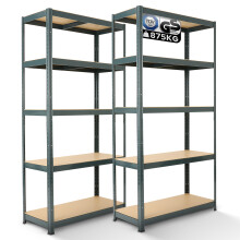 AREBOS Heavy Duty Shelving Set of 2 | 180 x 90 x 30 cm | Anthracite | 5 Shelves | Workshop Shelving Storage Shelving Basement Shelving